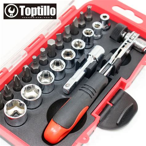 Toptillo 23pc Professional Socket and Bit Tool Set Ratchet Driver Set ...