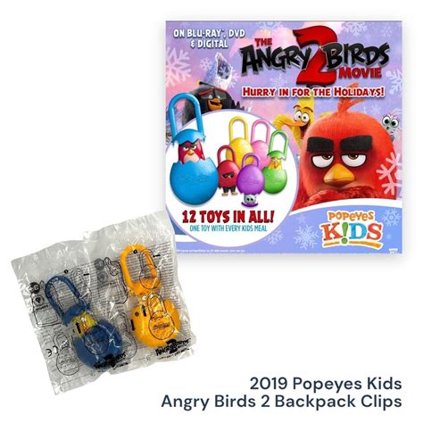 2019 Angry Birds 2 Backpack Clip Toy POPEYES Kids Meal Toy Set of 2 ...