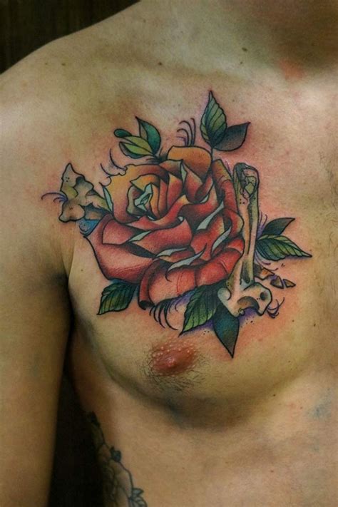 Rose Chest Tattoo Designs, Ideas and Meaning - Tattoos For You