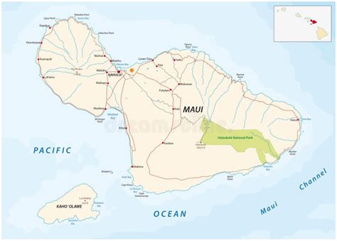 Maui and Kahoolawe Road Map Stock Illustration - Illustration of island, maui: 68671999