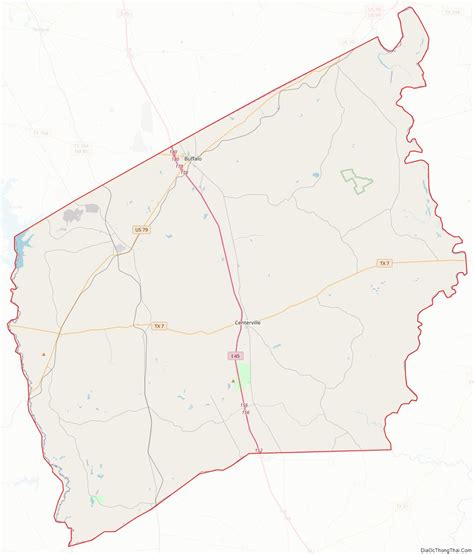 Map of Leon County, Texas - Thong Thai Real