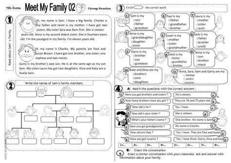 Meet my family members: English ESL worksheets pdf & doc