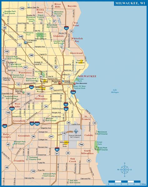 City of Milwaukee map - Milwaukee city map (Wisconsin - USA)