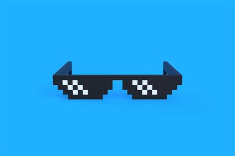 Premium Photo | Meme pixel glasses on a blue background Front view of pixel art glasses 3D ...