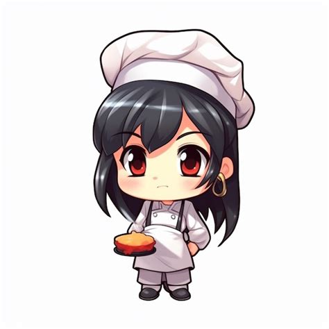 Premium Photo | Anime character of a female chef holding a plate of ...