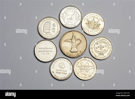 UAE 1 Dirham Coins and isolated on white background, 50th UAE National ...