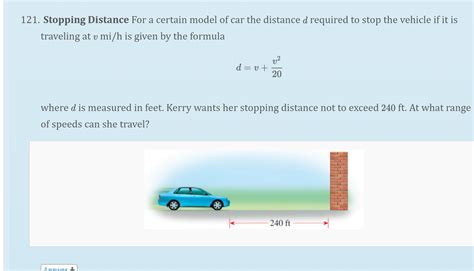 Answered: . Stopping Distance For a certain model… | bartleby