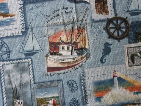 Cotton Quilt Fabric Nautical Theme Blue Sail by TheFabricScore