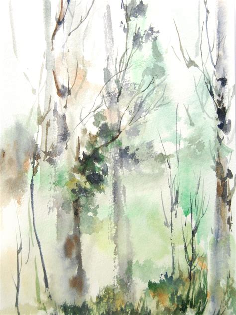 Abstract Forest Landscape Watercolor Painting by CanotStopPrints ...