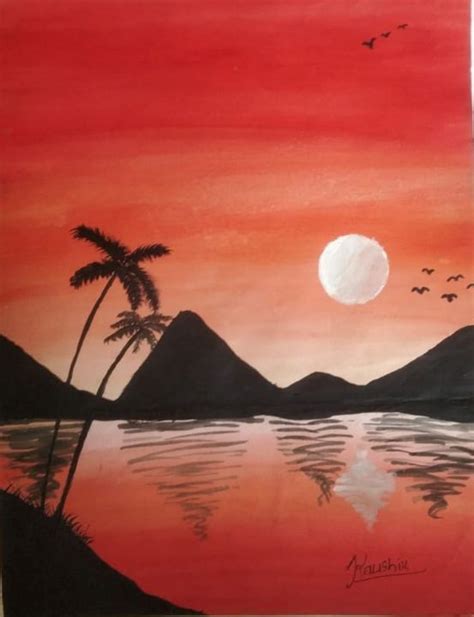 Sunset Beach Landscape Painting - Art Prime - Paintings & Prints, Landscapes & Nature, Beach ...