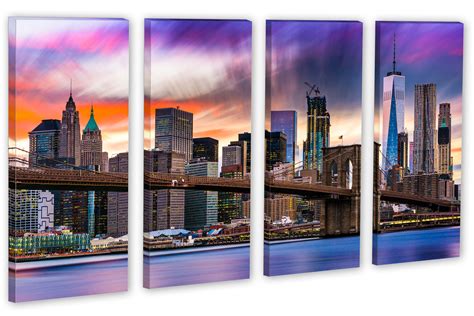 Colorful New York City Skyline Canvas Print Triptych 3 | Etsy