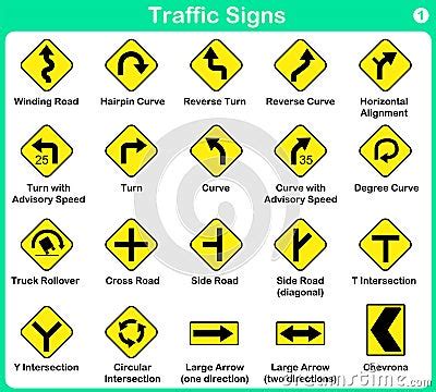 Traffic Sign Collection, Warning Road Signs Stock Vector - Image: 48710883