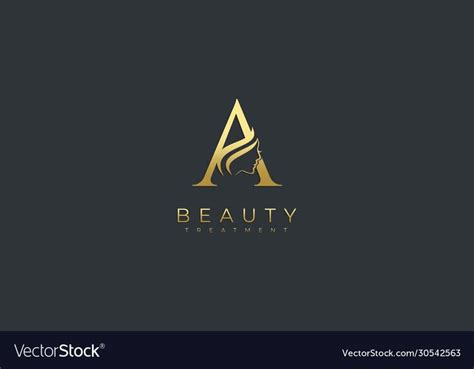 beauty logo design with gold color on black background for your ...