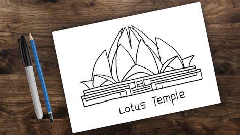 Lotus temple drawing for kids easy, how to draw Lotus Temple - YouTube