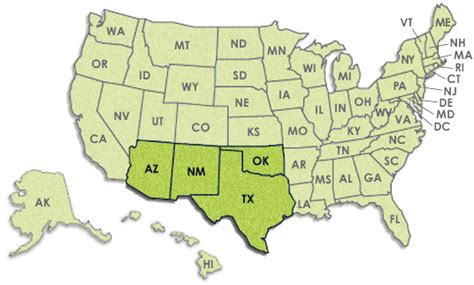 The Southwest Region - States in the Southwest Region