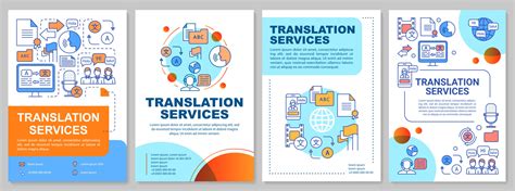 Translation services brochure template layout. Foreign language translation. Flyer, booklet ...