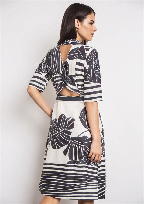 Black and white print shirt dress