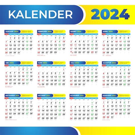 Premium Vector | Calendar 2024 Indonesia with Red Dates and Javanese ...