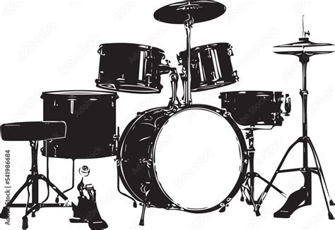 Music Drum set silhouette, Vector illustration of a musical instrument ...