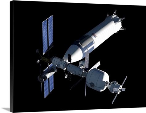 Lunar Gateway Space Station Concept, With Spacex Lunar Starship Wall ...