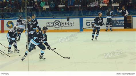 Hockey Players In The Warm-up Stock video footage | 9073640