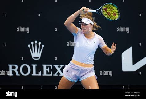 Olivia Gadecki of Australia in action against Polina Kudermetova of ...