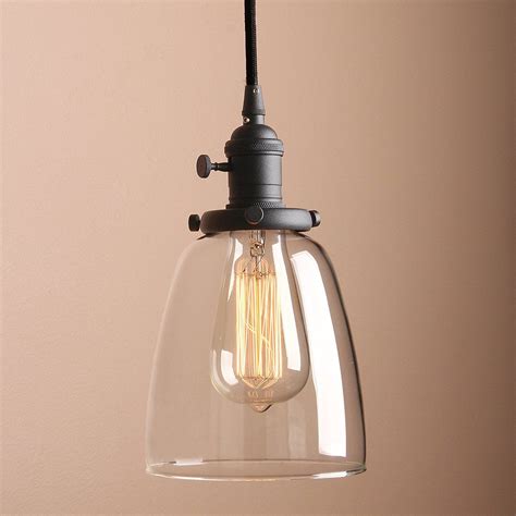 Pathson Industrial Glass Pendant Lighting, Black Vintage Style Hanging Light Fixture for Living ...