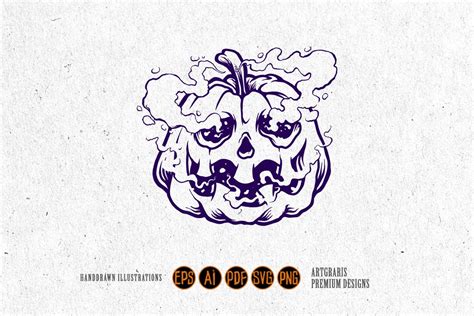 Zombie Pumpkin Smoking Weed Silhouette Graphic by artgrarisstudio · Creative Fabrica