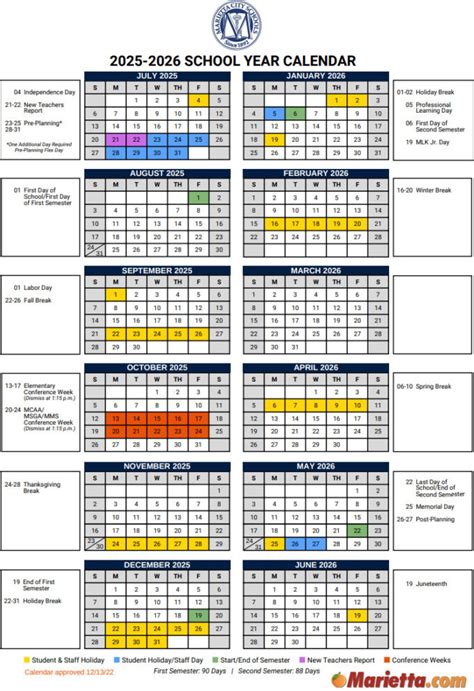 Marietta City School Calendar 2025-2026 | Marietta.com