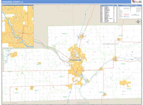 Kankakee County, Illinois Zip Code Wall Map | Maps.com.com