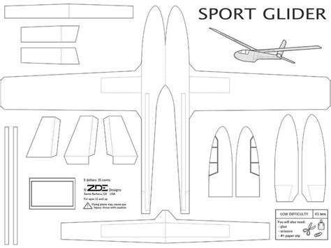 Sport Glider-template | Avião de papel, Modelos de avioes, Papercraft