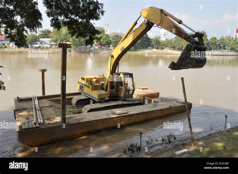 Construction barge on Ping River Stock Photo - Alamy