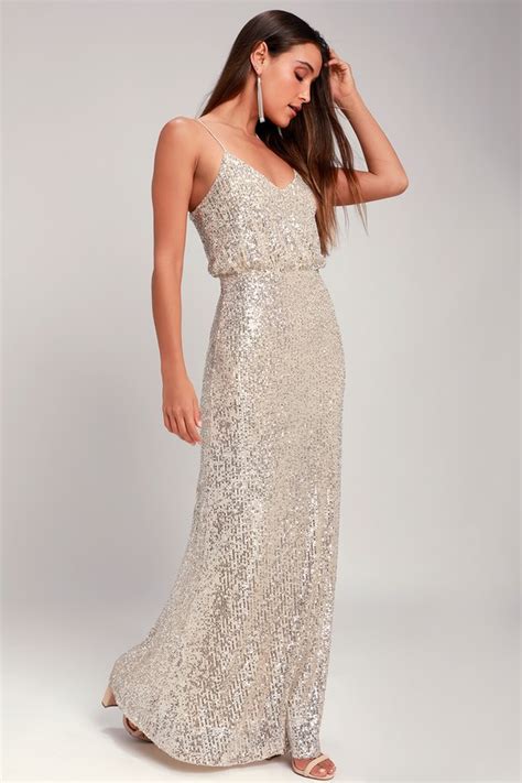 Stunning Sequin Maxi Dress - Silver Sequin Dress - Maxi Dress