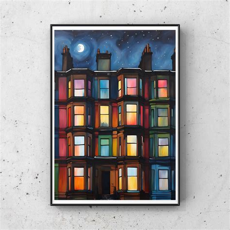 Glasgow Tenement Print, Glasgow Tenement Building, Colourful, Tenement ...