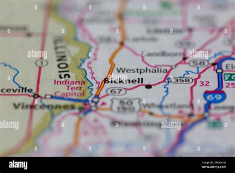 Bicknell Indiana USA shown on a geography map or road map Stock Photo ...