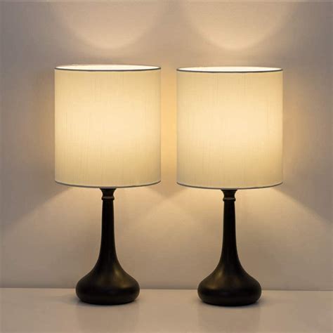 Modern Table Lamps - Bedside Desk Lamp Set of 2, Small Nightstand Lamps for Bedroom, Living Room ...
