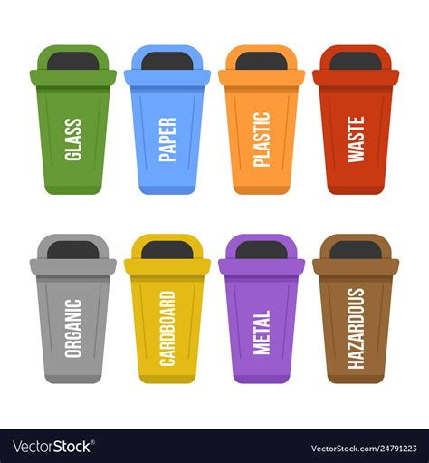 Multicolored recycle standing waste bins for Vector Image