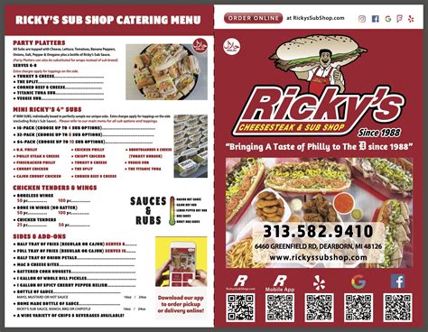 Ricky’s Menu - Ricky's Sub Shop