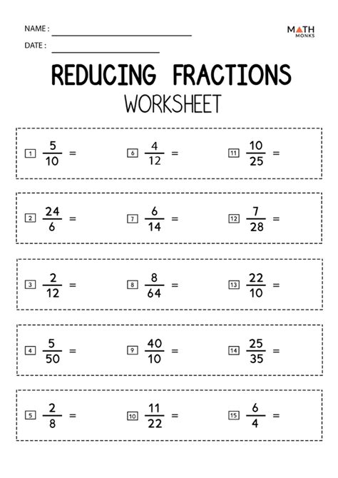 Simplifying Fractions Worksheets - Math Monks