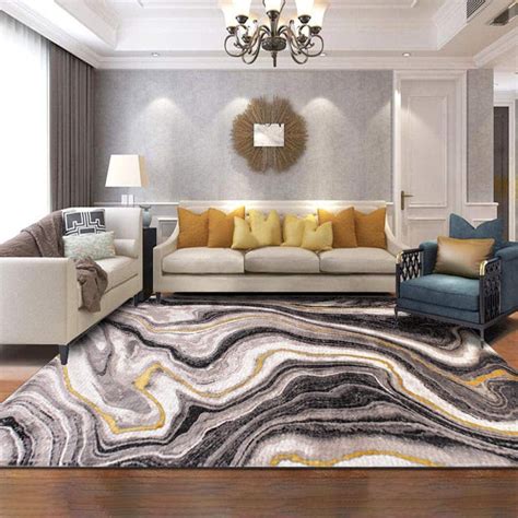 Modern Area Rug Living Room Bedroom Decoration Rugs Extra Large/Medium Abstract geometric black ...
