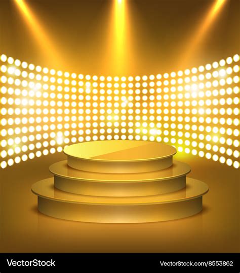 Illuminated festive golden premium stage podium Vector Image