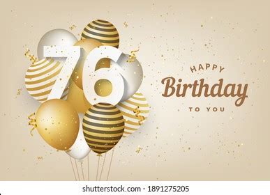 Happy 76th Birthday Gold Balloons Greeting Stock Illustration ...