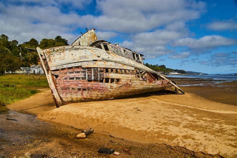 Premium Photo | Back of shipwreck on california beach