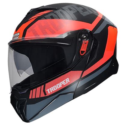 Studds Trooper flip-up helmet – gloss black fluorocent red - Arihant ...