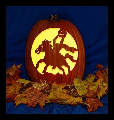 Headless Horseman 02 - Hand Carved on a Foam Pumpkin - Plug in light with Switch included ...