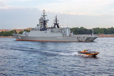 Saint Petersburg, Russia - 07/23/2018: Preparation for the Naval Parade - Corvette ...