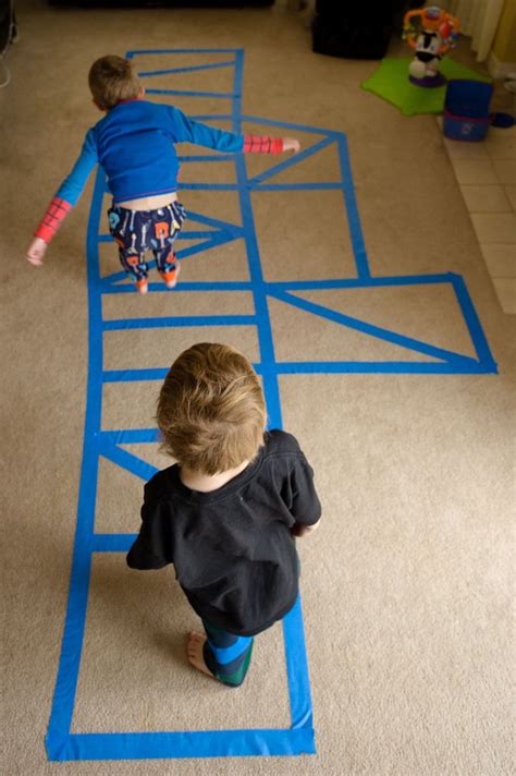 Painter's Tape Jumping Course / Rope Ladder. They've been at it all morning. | Toddler ...