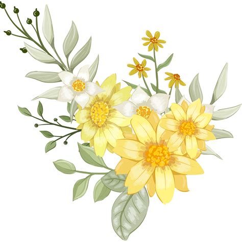 Yellow Flower Arrangement with watercolor style 15739553 PNG