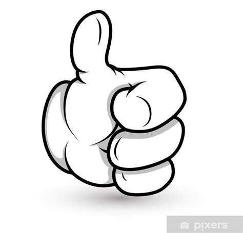 Sticker Cartoon Hand - Thumbs up- Vector Illustration - PIXERS.UK