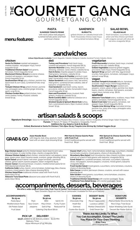 Gourmet Gang menu in Norfolk, Virginia, USA